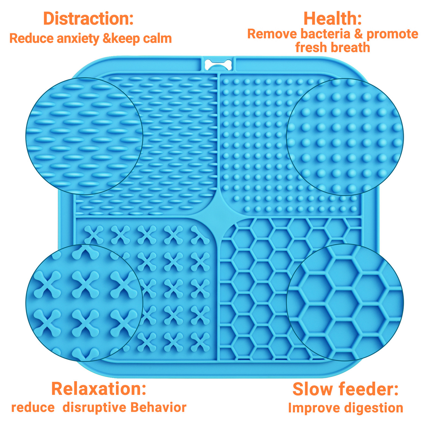 Dog Slow Feeder Lick Mat Licking Plate Food Dispenser, Boredom Anxiety Reducer; Perfect for Food, Treats Yogurt or Peanut Butter