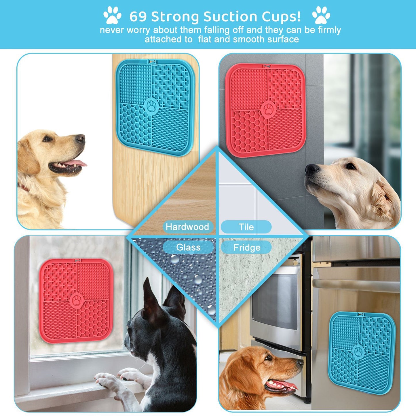 Dog Slow Feeder Lick Mat Licking Plate Food Dispenser, Boredom Anxiety Reducer; Perfect for Food, Treats Yogurt or Peanut Butter