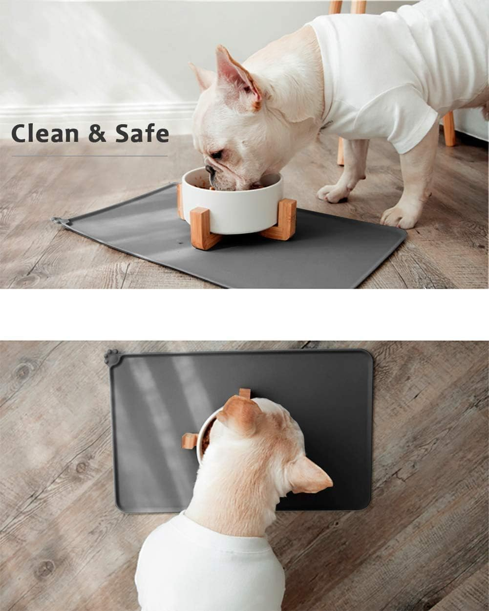 Dog Cat Bowl Food Mat with High Lips Silicone Non-Stick Waterproof Pet Food Feeding Pad Puppy Feeder Tray Water Cushion Placemat