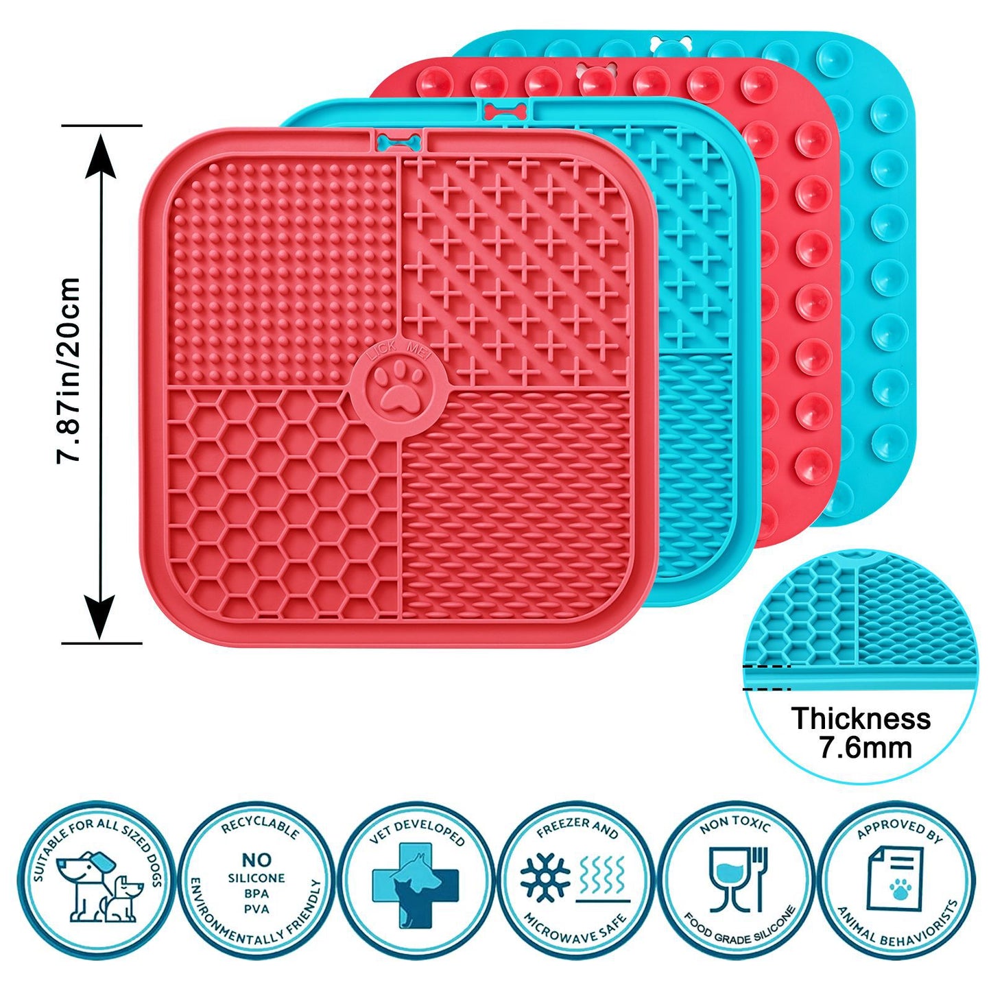 Dog Slow Feeder Lick Mat Licking Plate Food Dispenser, Boredom Anxiety Reducer; Perfect for Food, Treats Yogurt or Peanut Butter